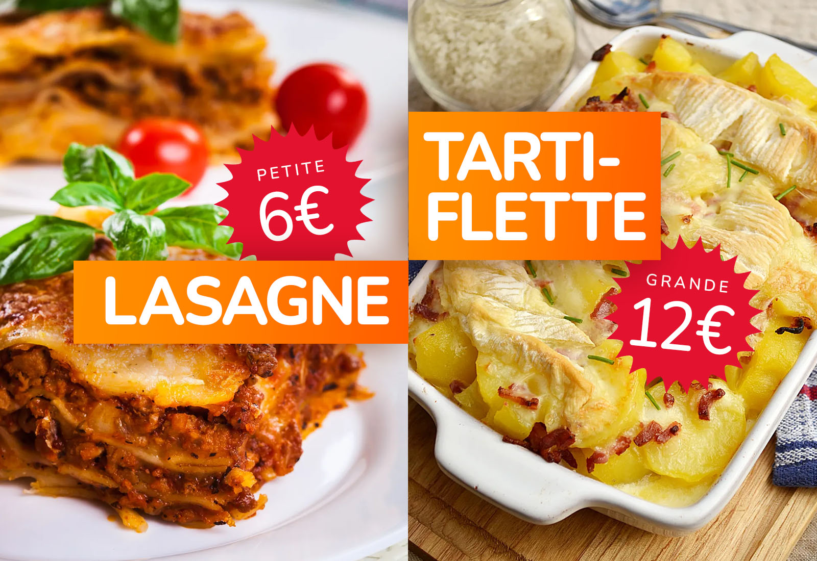 Lasagnes / Tartiflettes à emporter